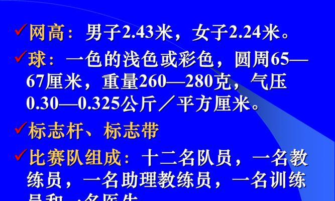 排球比赛规则与技巧大揭秘（掌握排球比赛规则和技巧，提升比赛水平）